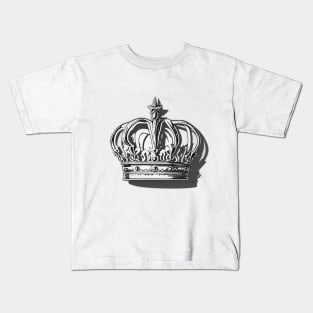 Elegant Monochrome Crown Graphic Tee Design No. 503 Kids T-Shirt